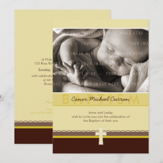 PHOTO CHRISTENING INVITES :: pure 4 P 招待状 (正面/裏面)
