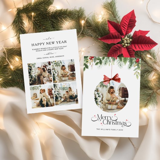 Photo Christmas Card Minimalist Boho Holiday Card シーズンカード