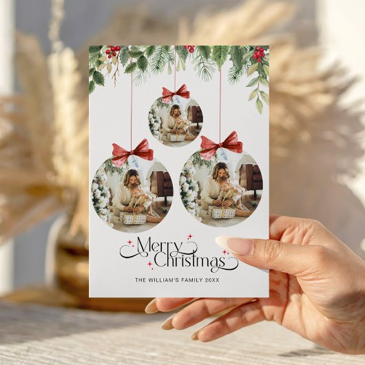 Photo Christmas Card Minimalist Boho Holiday Card シーズンカード