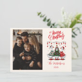 Photo Christmas Geese in Cozy Sweaters シーズンカード (スタンド正面)