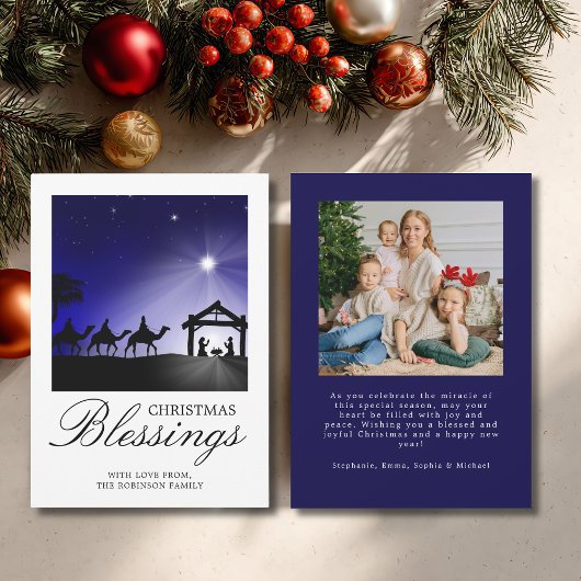 Photo Christmas Nativity Scene Christian Blessing シーズンカード