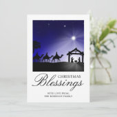 Photo Christmas Nativity Scene Christian Blessing シーズンカード (スタンド正面)