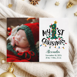 Photo Christmas Tree Lights First Christmas シーズンカード