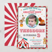 Photo Circus Birthday Invitation - Vintage Big Top 招待状 (正面/裏面)