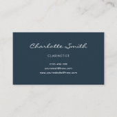 Photo Clarinetist Navy エレガント Blue 名刺 (正面)