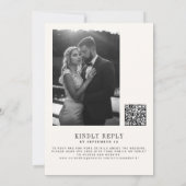 Photo classic black and ivory QR code RSVP wedding 招待状 (裏面)