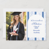 Photo Classic Blue Toile Graduation Party 案内状 (正面)