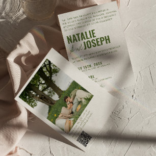 Photo Classy Bright カラフル QR Code 結婚's 招待状