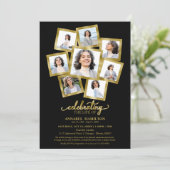 Photo Collageお祝い・オブ・ライフ・フューラー・ブラック 招待状 (スタンド正面)