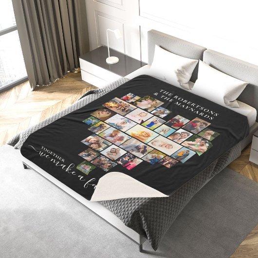 Photo Collageハート家族を作る シェルパブランケット