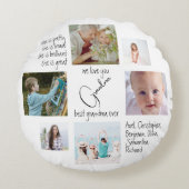 Photo Collageモダン We Love You Grand 最高の Ever ラウンドクッション (正面)