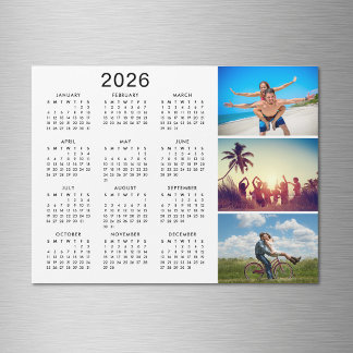 Photo Collage パーソナライズされた 2026カレンダーマグネット