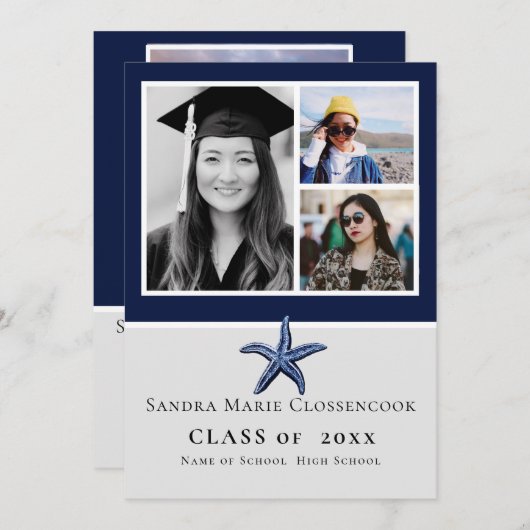 Photo Collage 航海の Starfish Navy卒業 案内状 (正面/裏面)