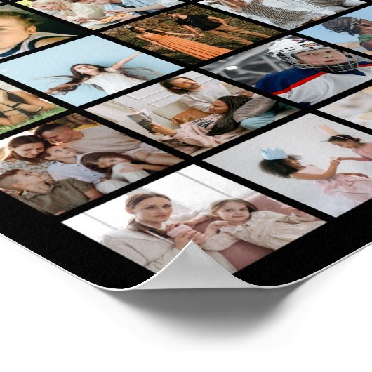Photo Collage 100 Pictures Square Grid ポスター (角)