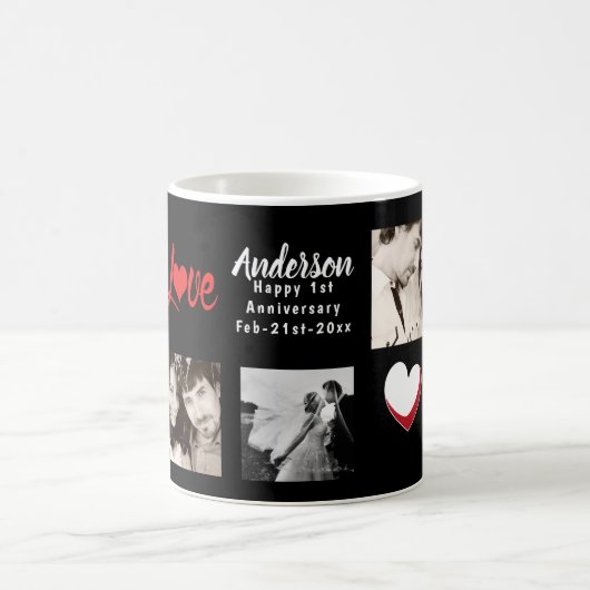 PHOTO COLLAGE 20th 25th 30th Anniversary Black コーヒーマグカップ (中央)