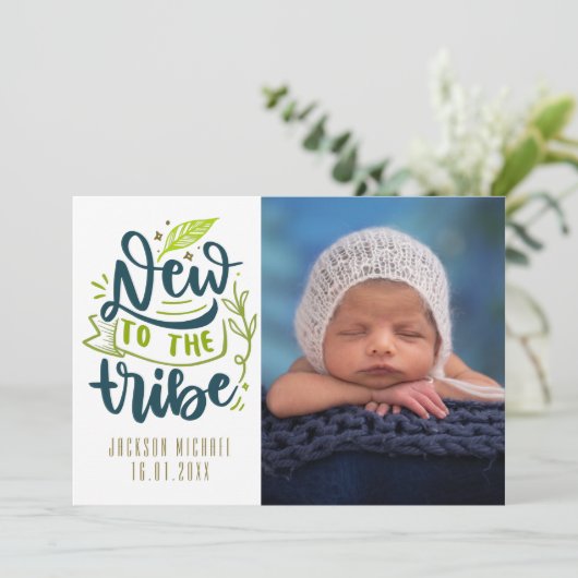 Photo Collage Boyの誕生に新し生まれたばかりのい 案内状 (スタンド正面)