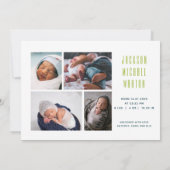 Photo Collage Boyの誕生に新し生まれたばかりのい 案内状 (裏面)