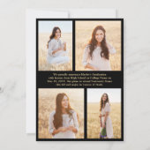 Photo Collage & Captions Black & Gold Graduation 案内状 (裏面)