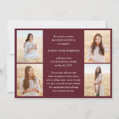 Photo Collage & Captions Maroon & White Graduation 案内状 (裏面)