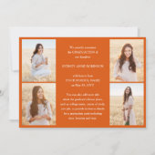 Photo Collage & Captions Orange & White Graduation 案内状 (裏面)