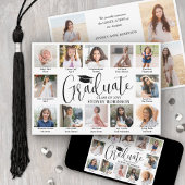 Photo Collage & Captions Trendy Script Graduation 案内状