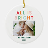 Photo collage christmas rainbow colorful bright ho セラミックオーナメント (正面)