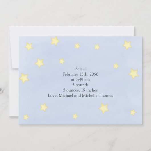 Photo Collage Cute Simple Whimsical Stars Newborn 案内状 (裏面)