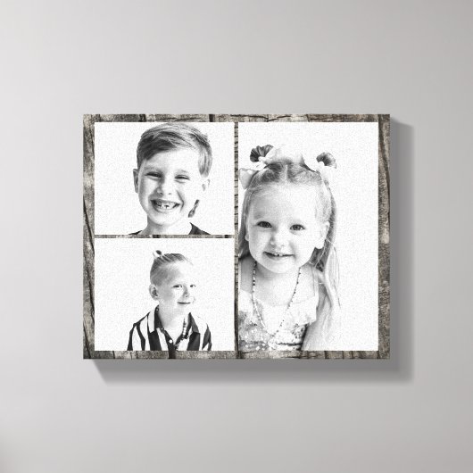 Photo Collage Dark Wood  キャンバスプリント (正面)