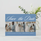 Photo Collage Dusty Blue Beach Wedding セーブザデート (スタンド正面)