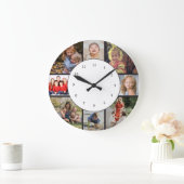 Photo Collage Family Pictures Round ラージ壁時計 (ホーム)
