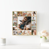 Photo Collage Family Simple Frame スクエア壁時計 (ホーム)