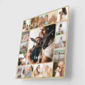 Photo Collage Family Simple Frame スクエア壁時計 (傾斜)