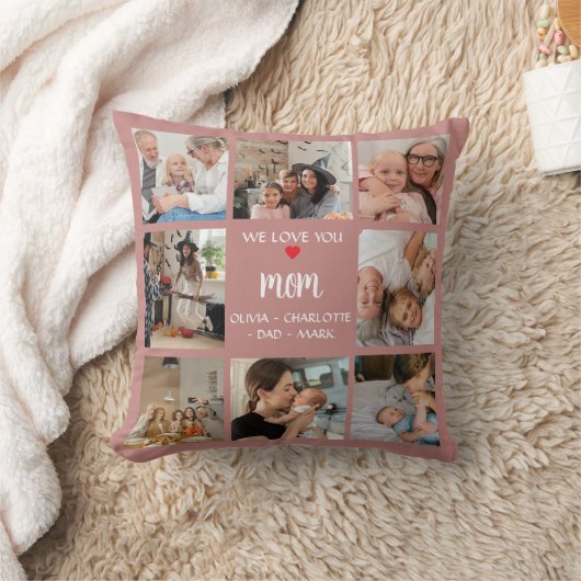 Photo Collage Gift Pillow For Mom – アルバムフォト クッション (ブランケット)