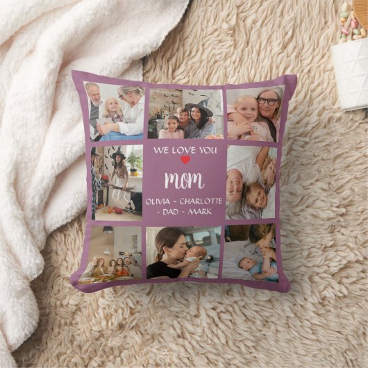 Photo Collage Gift Pillow For Mom – アルバムフォト クッション (ブランケット)