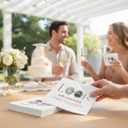 Photo Collage Graduation Elegant Script  スタンダードカクテルナプキン