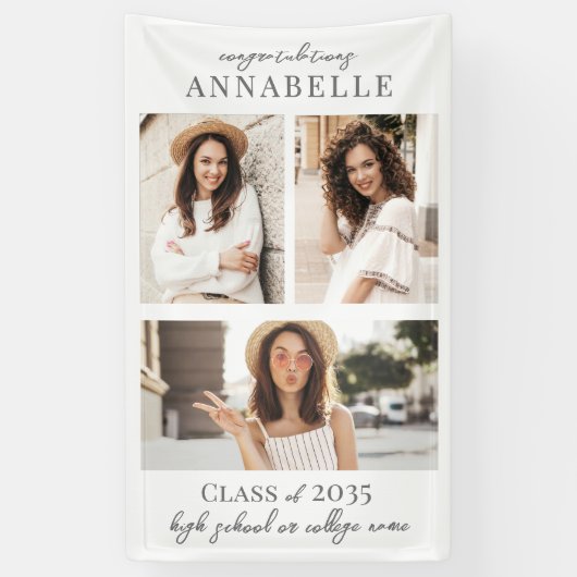 Photo Collage Graduation Party Sign 横断幕 (縦)