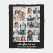 Photo Collage Grid - 14枚の写真スクリプト – 黒 フリースブランケット (正面)