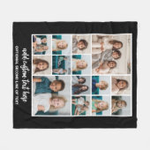 Photo Collage Grid - 14枚の写真スクリプト – 黒 フリースブランケット (正面(横))