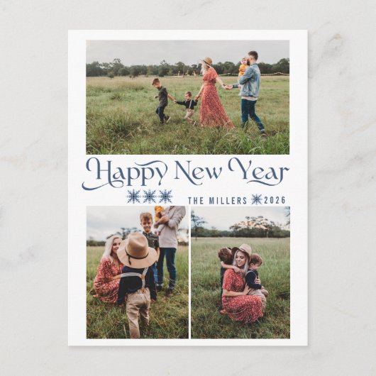 Photo Collage Happy New Year Holiday Postcards シーズンポストカード (正面)