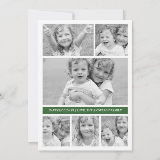 Photo Collage Holiday Photocard - Green シーズンカード (正面)