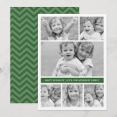 Photo Collage Holiday Photocard - Green シーズンカード (正面/裏面)