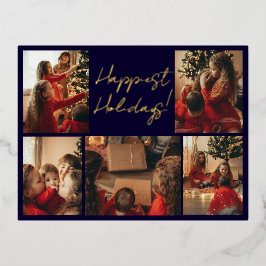 Photo Collage Holiday Postcard 箔シーズンポストカード