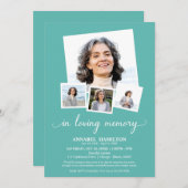 Photo Collage In Loving Memory of Lifeお祝い 招待状 (正面/裏面)