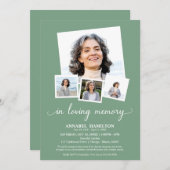 Photo Collage In Loving Memory of Lifeお祝い 招待状 (正面/裏面)