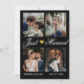 Photo Collage Just Married Wedding Announcement 招待状 (正面)