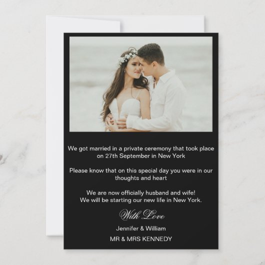 Photo Collage Just Married Wedding Announcement 招待状 (裏面)