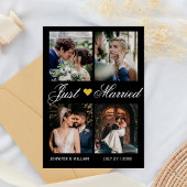 Photo Collage Just Married Wedding Announcement 招待状
