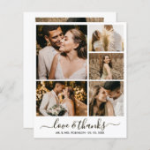 Photo Collage Love and Thanks Wedding Thank You  (正面/裏面)