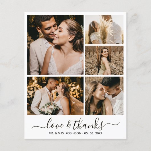 Photo Collage Love and Thanks Wedding Thank You  (正面)