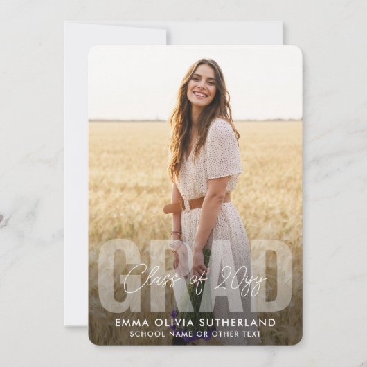 Photo Collage Modern Overlay Class Year Graduation 案内状 (正面)